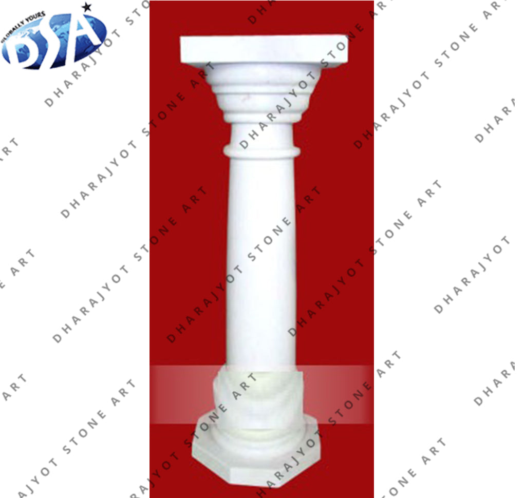 White Marble Carved Architectural Pedestal Pillar – Dharajyot Stone Art