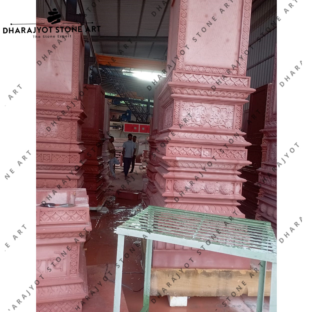 Majestic Handcrafted Red Stone Pillar