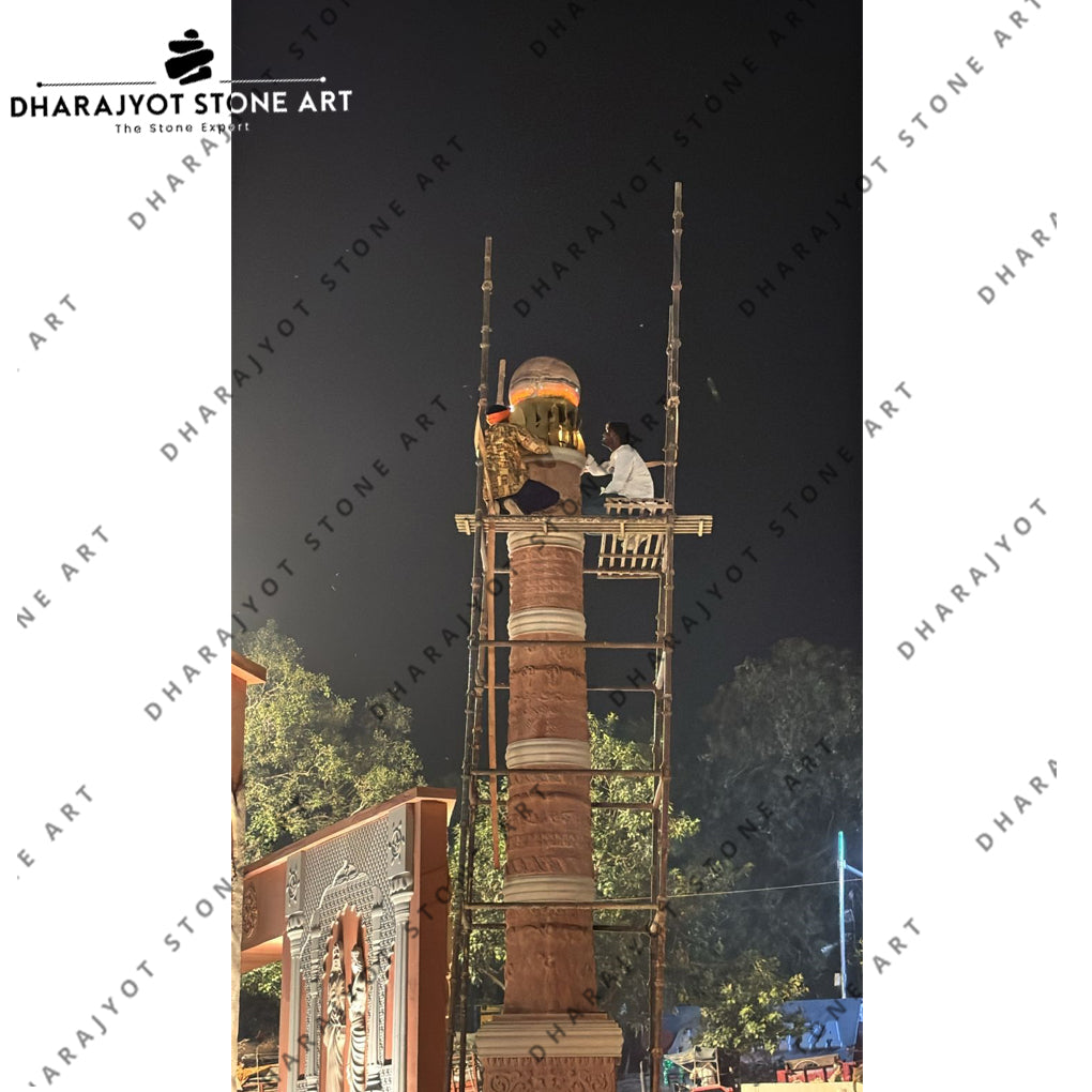 Handcrafted Traditional Royal-Style Stone Pillar