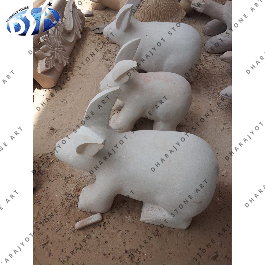 White Marble Garden Rabbit Statue