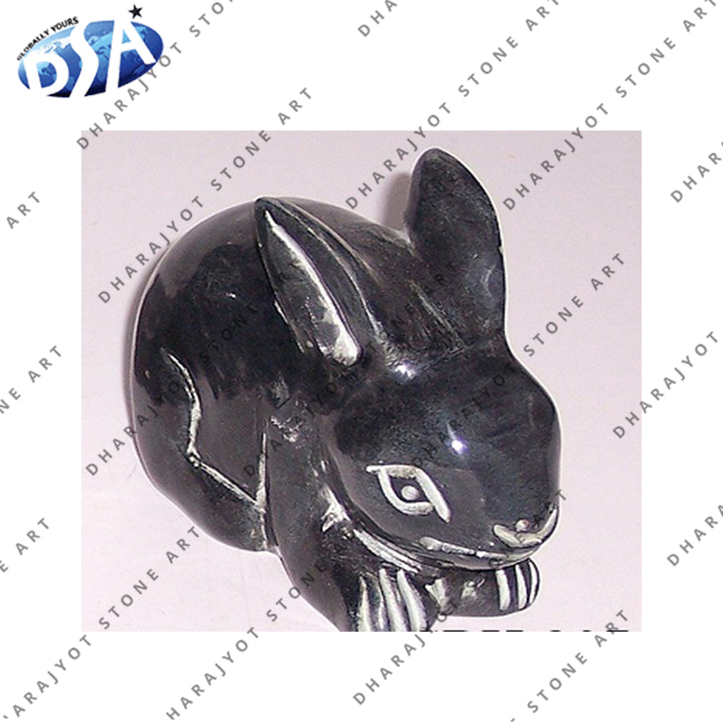 Black Marble Garden Rabbit Statue