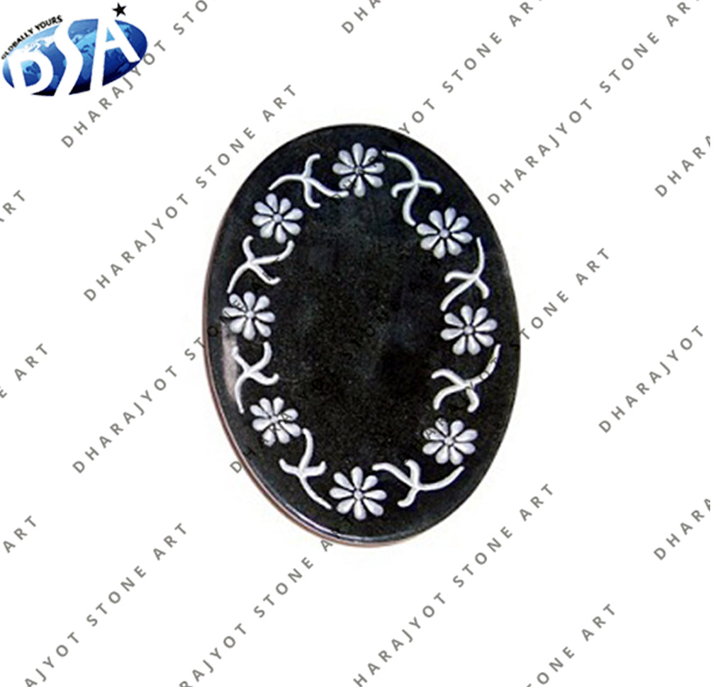 Black Stone Flower Leaves Carved Leaf Soap Dish