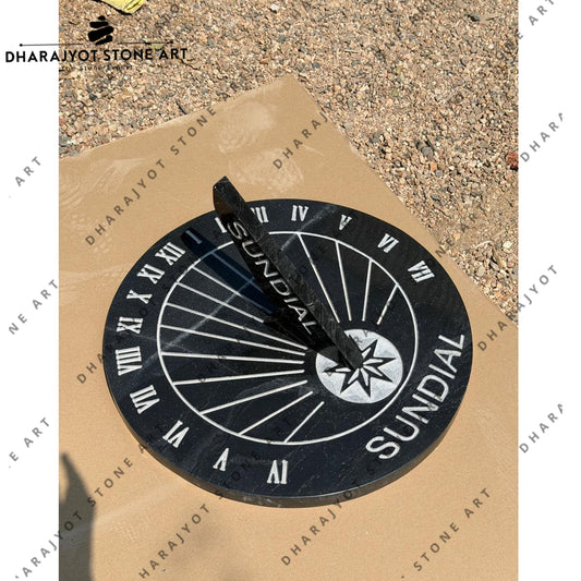 Garden Decor Handcrafted Black Marble Sundial