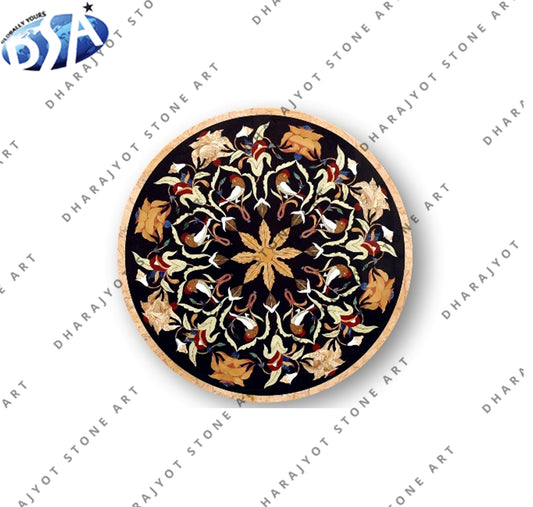 Multi Colour Marble Inlay Coffee Table Top