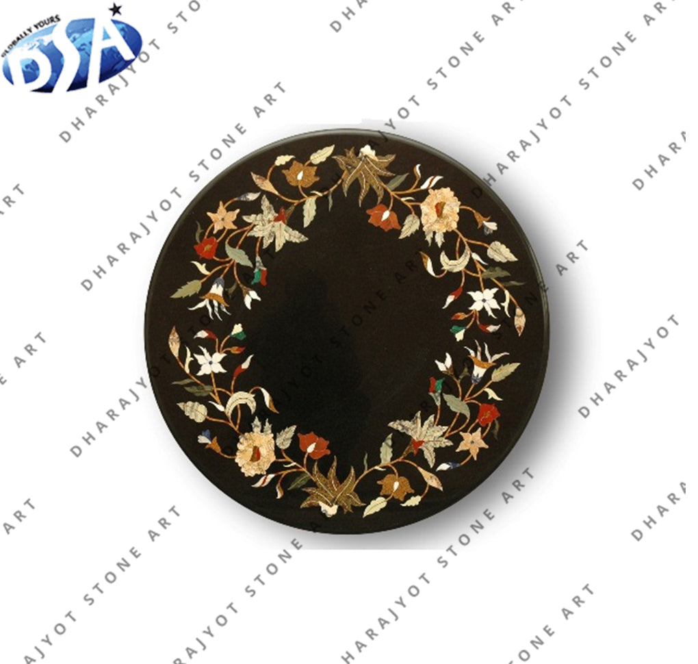 Black Marble Round Table Top