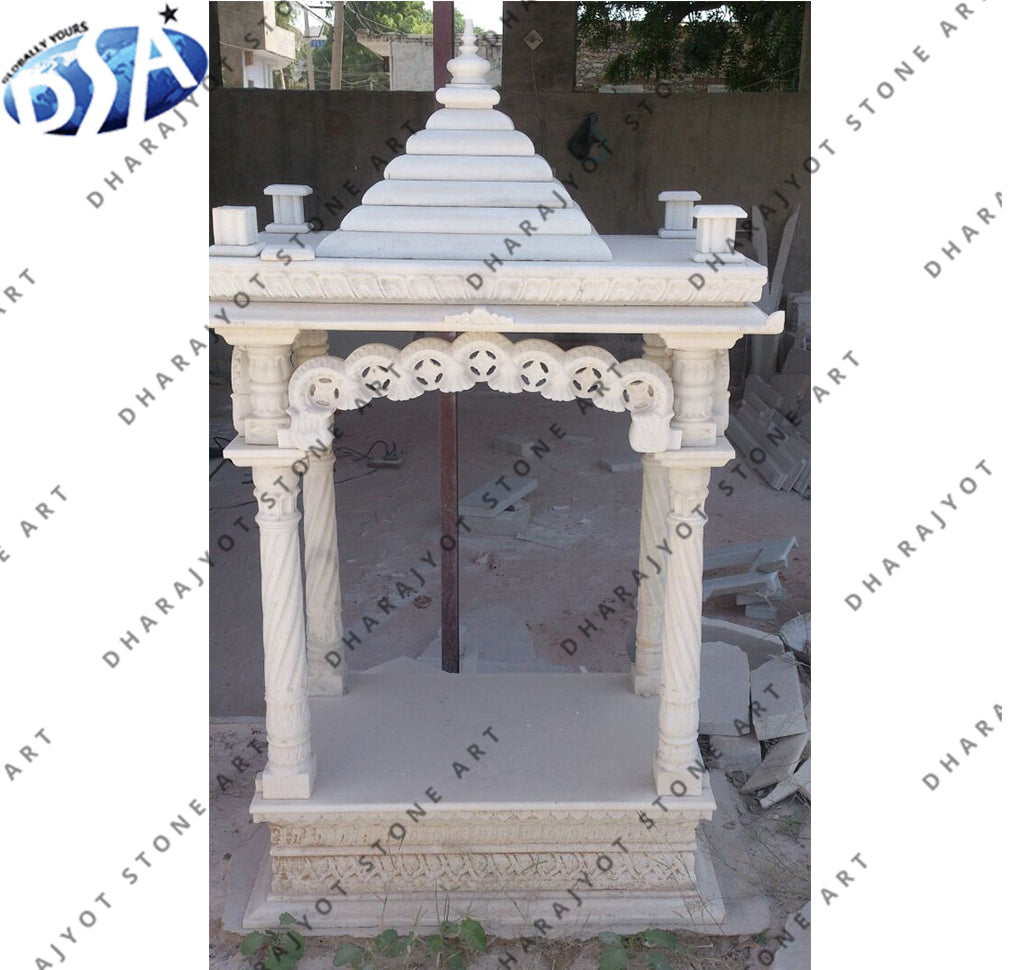 Handcarved White Marble Polished Temple