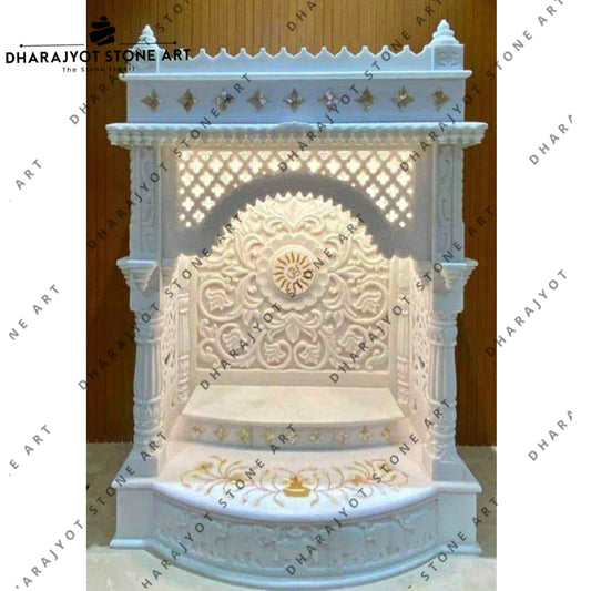 Natural Stone Hand Carved Pure White Marble Temple