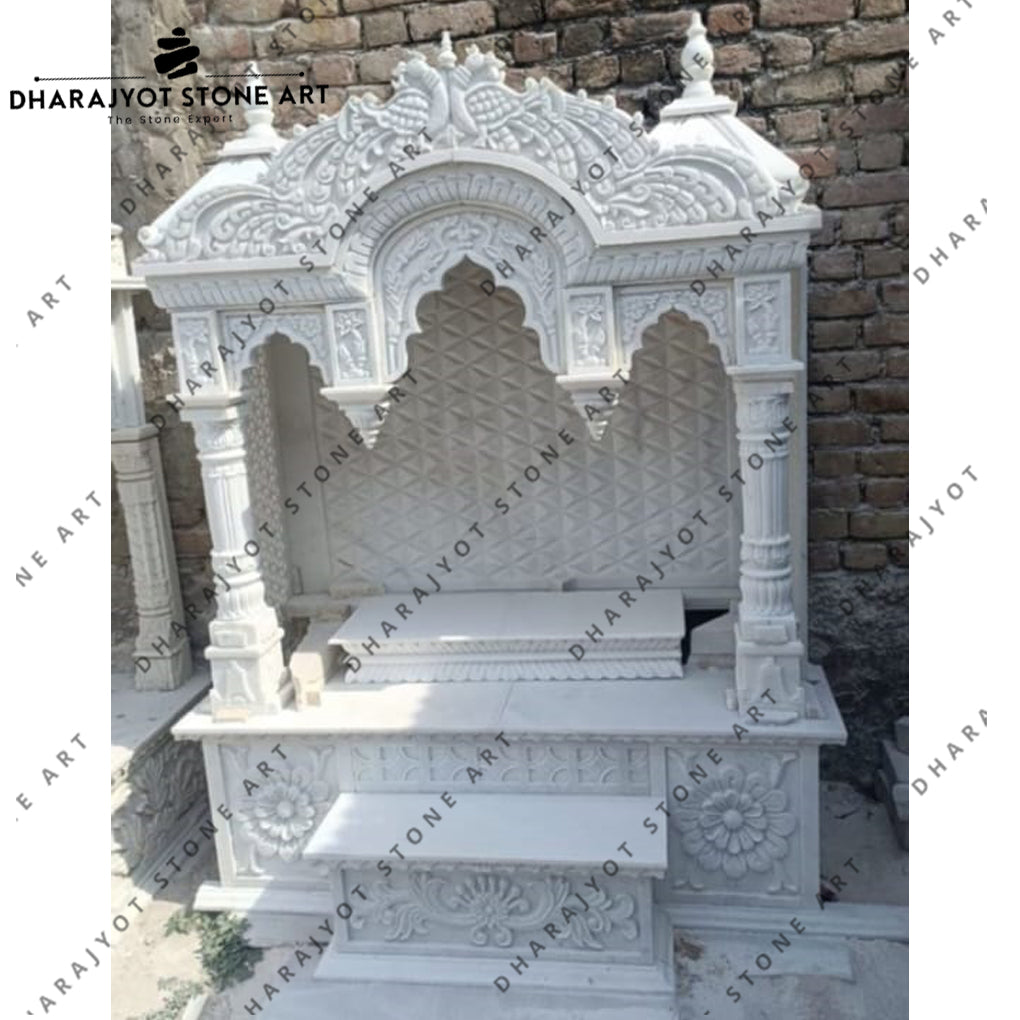 Custom Designs Hand Carved Indian White Marble Home Temple