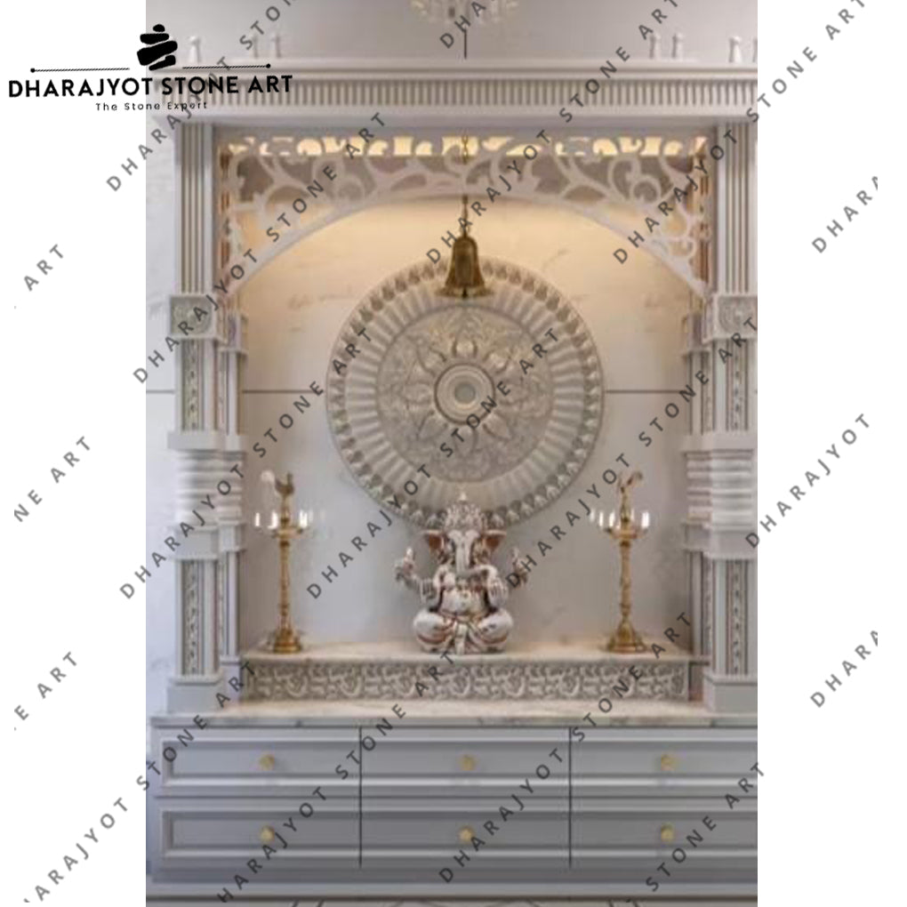 Natural Indoor Decorative Hand Carved White Marble Temple