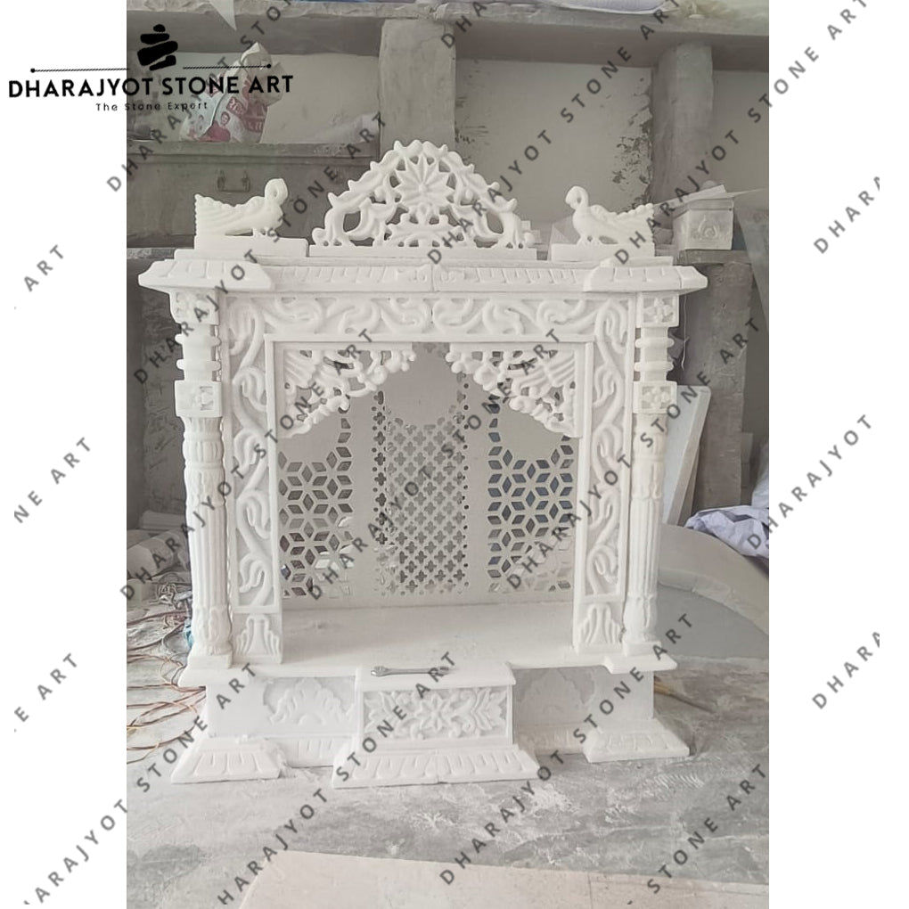 Indore Hand Carved Natural White Marble Stone Temple