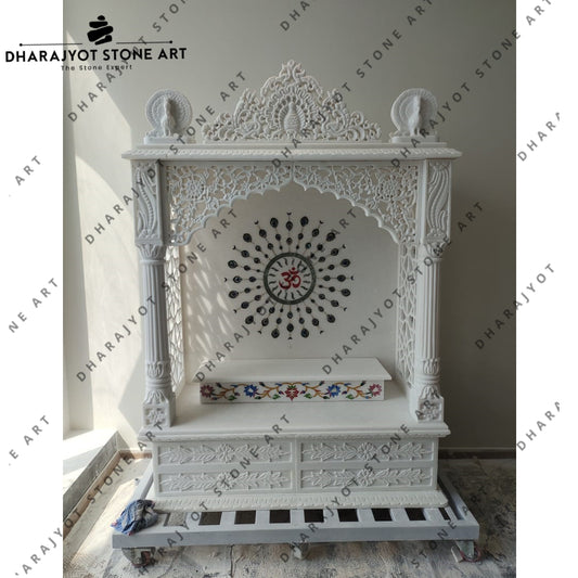 Luxurious Hand Carved White Natural Mandir Marble Temple For Home