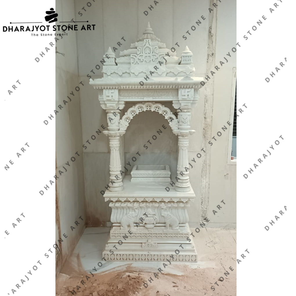 Handmade Antique Pure White Marble Temple