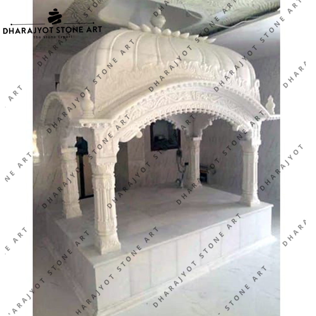 Elegant Handcrafted White Marble Pooja Mandir