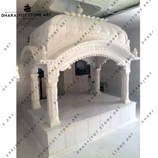 Elegant Handcrafted White Marble Pooja Mandir