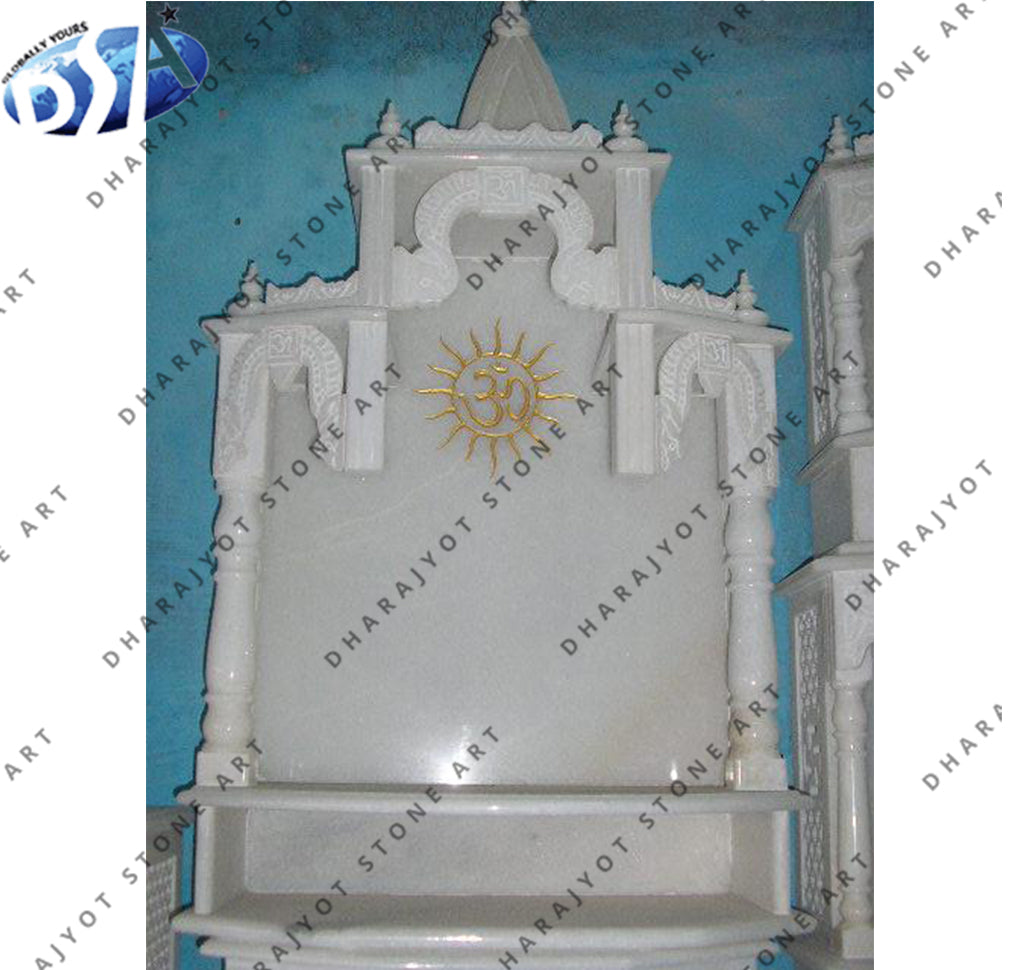 Hand Carved White Ambaji Marble Stone Temple