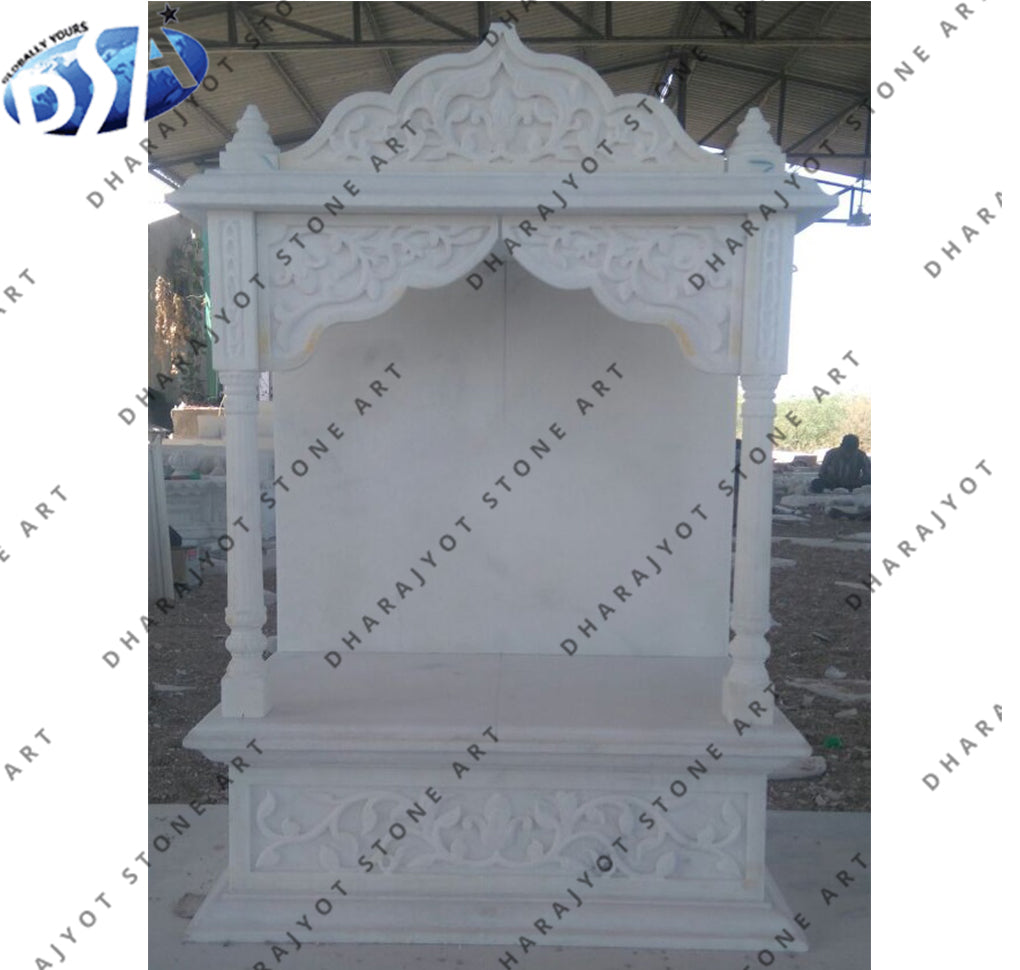 White Ambaji Marble Hand Carved Stone Temple