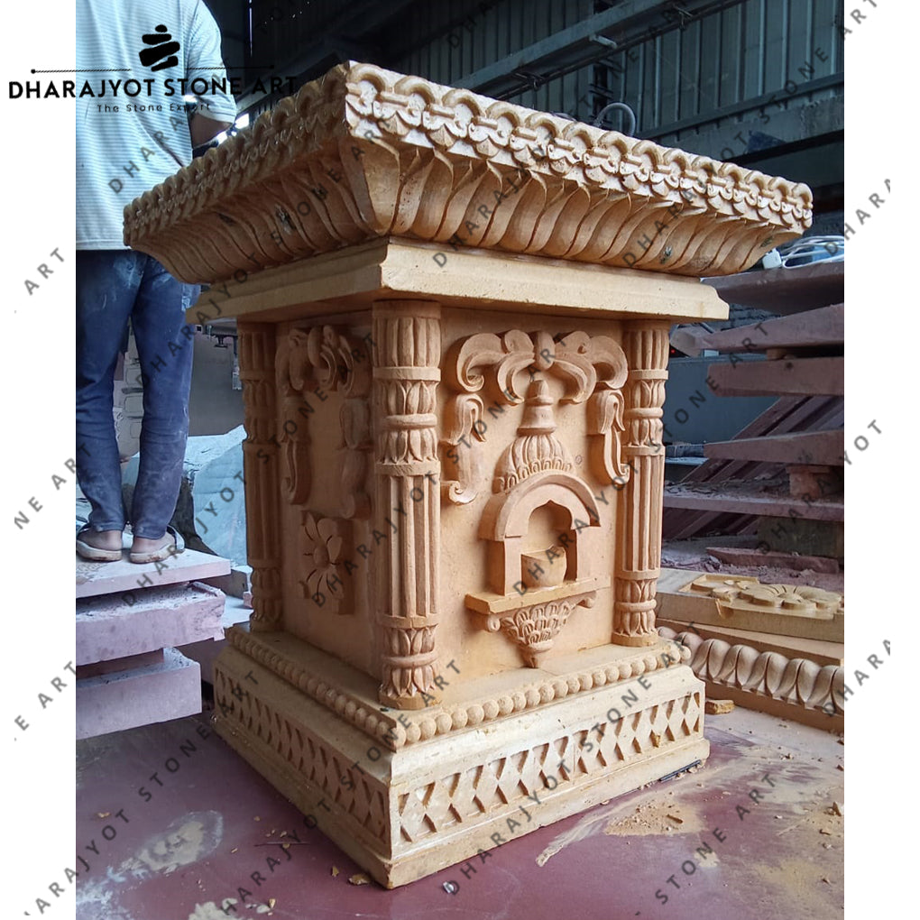 Yellow Sandstone Designer Tulsi Kyara with Deepak Holder