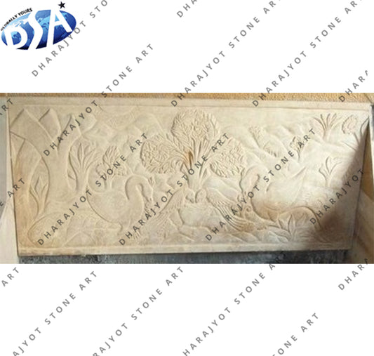 Hand Carving Natural White Stone Wall Hanging