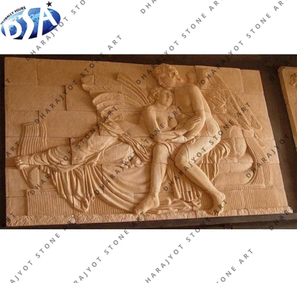 Natural Stone Carving 3D Naked Women Relief Sculpture Wall Hanging