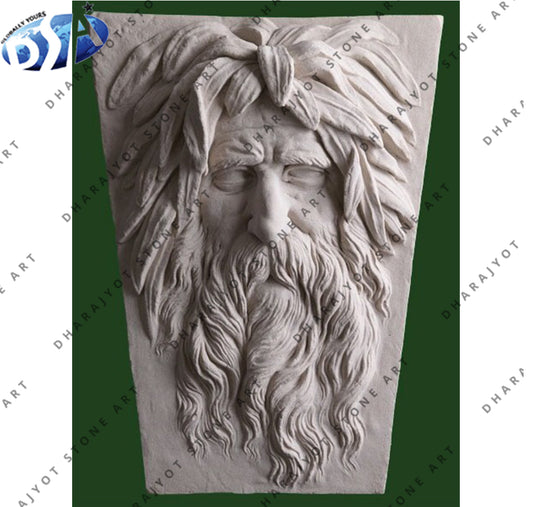 Custom Hand Carved Natural Sandstone Figure Relief Sculpture Wall Hanging