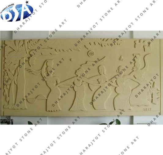 Brown Sandstone Carved Stone Wall Hanging