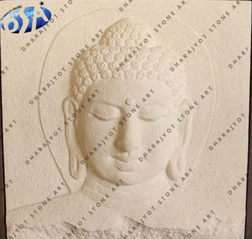 Smooth Natural Sandstone Buddha Wall Hanging