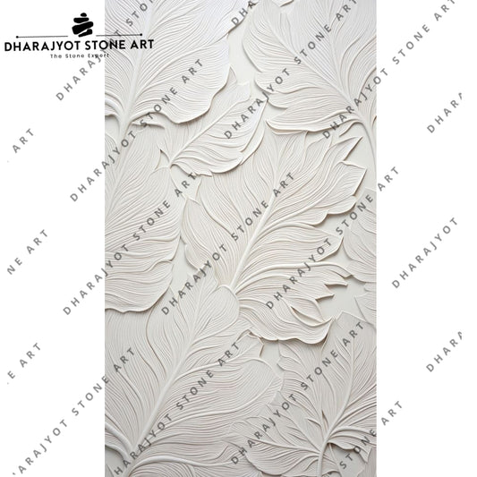 White Marble Stone Leaves Wall Hanging Decor