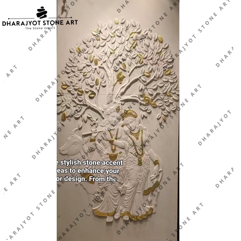 Custom Modern Polished Tree Stone Mural For Wall Hanging