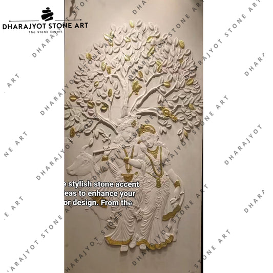 Custom Modern Polished Tree Stone Mural For Wall Hanging