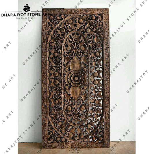 Floral Carved Stone Wall Hanging