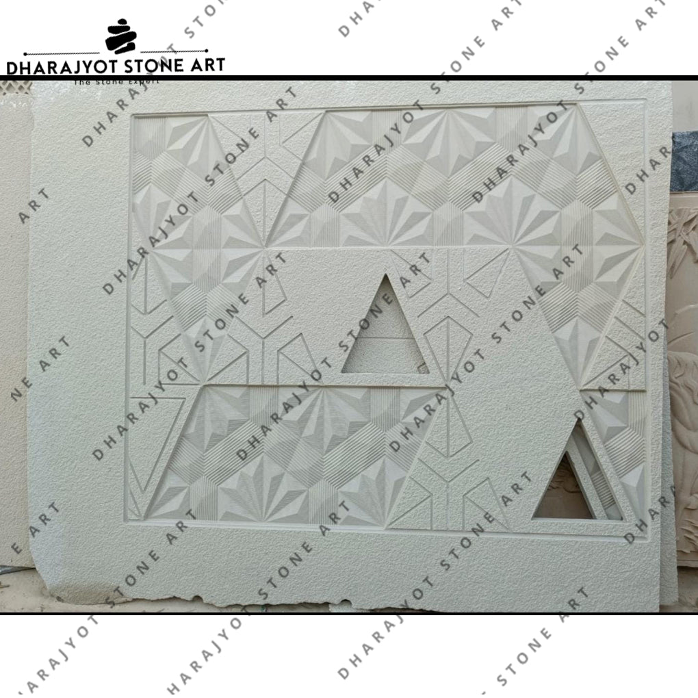 Modern Geometric 3D Triangles Stone Wall Mural