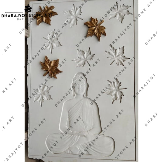 Beautiful Decorative Stone Marble Flower Buddha Wall Relief Sculpture