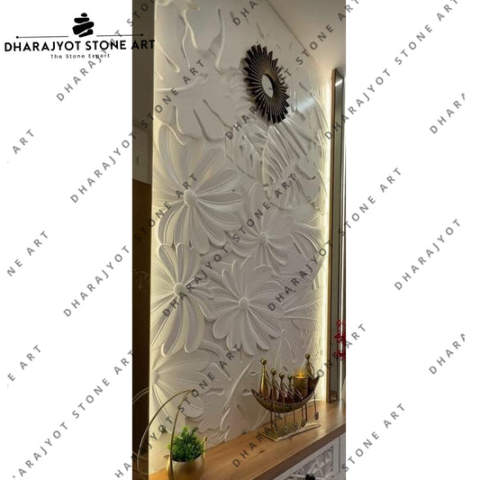 White Stone Polished 3d Work Wall Hanging Panels