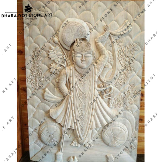 Home Marble Shreenathji Carved Wall Panel