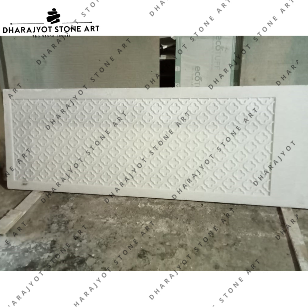 Polished White Marble Hand Carving Wall Panel