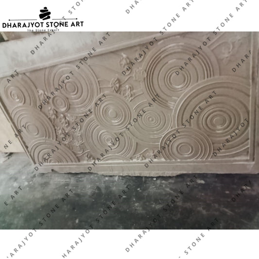 Home Decoration Rectangular Polished White Marble Hand Carving Wall Panel