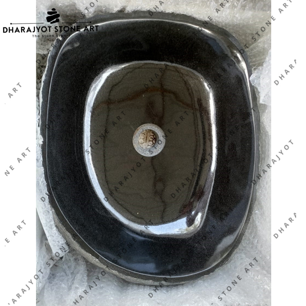 Handmade Design Natural Black Stone Counter Top Stone Wash Basin