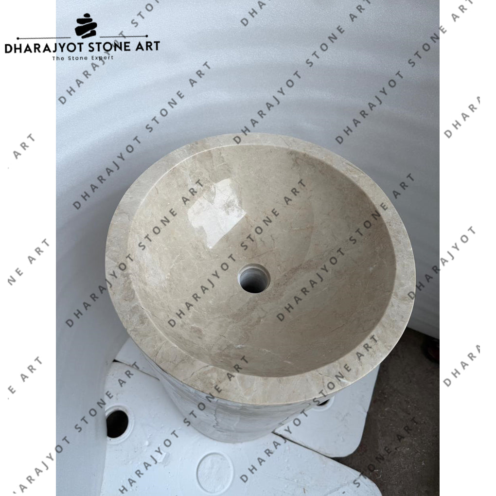 Modern Luxury Design Natural Marble Stone Pedestal Wash Basin