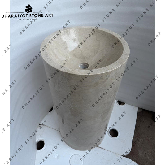 Modern Luxury Design Natural Marble Stone Pedestal Wash Basin