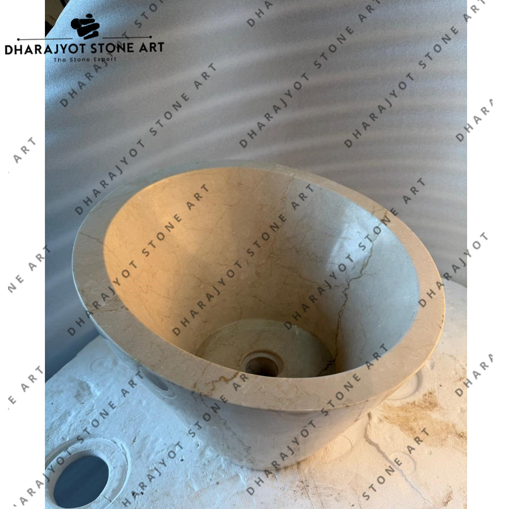 Luxury Bathroom Modern Designer Natural White Marble Stone Vessel Sink