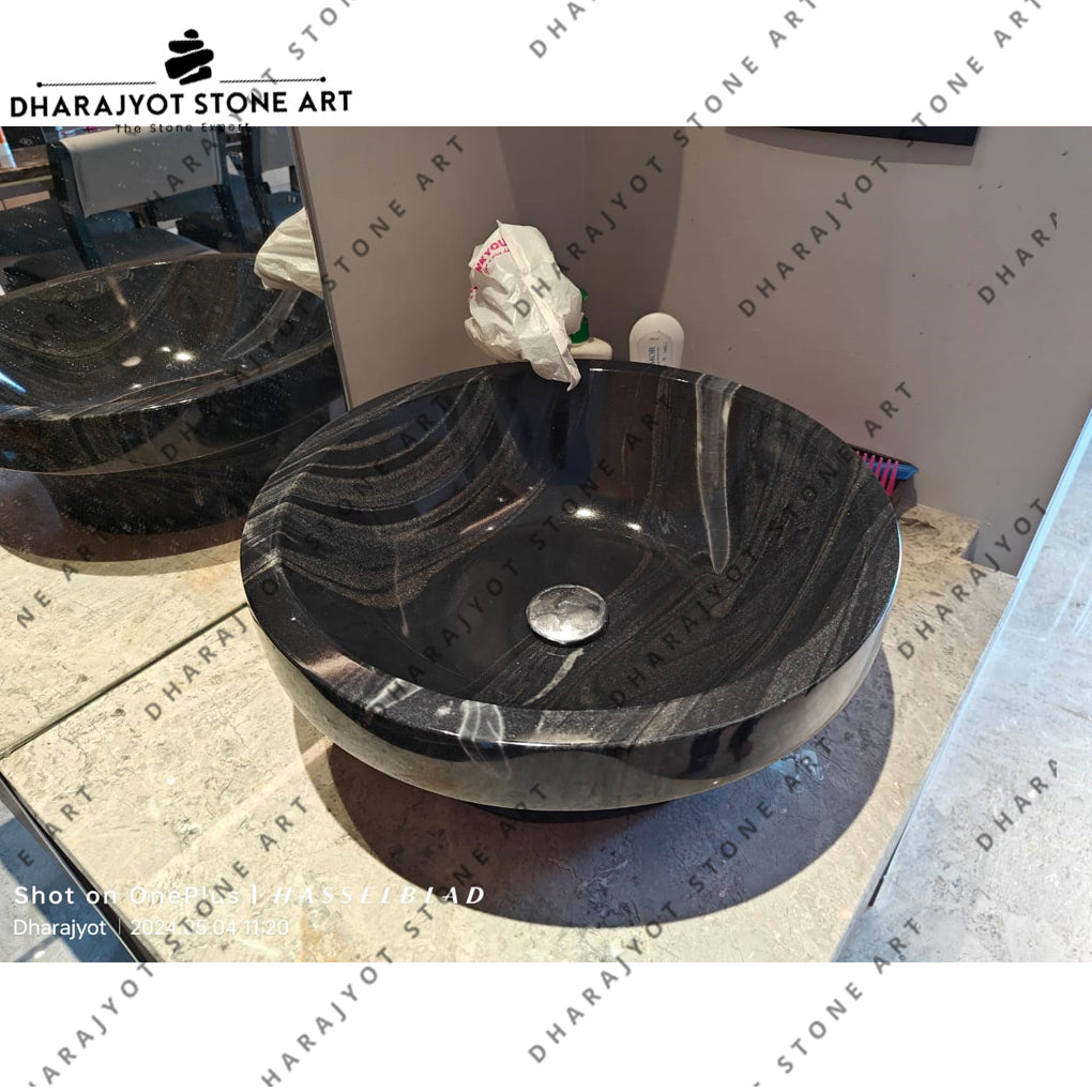 Polished Black Marble Premium Bath Sink