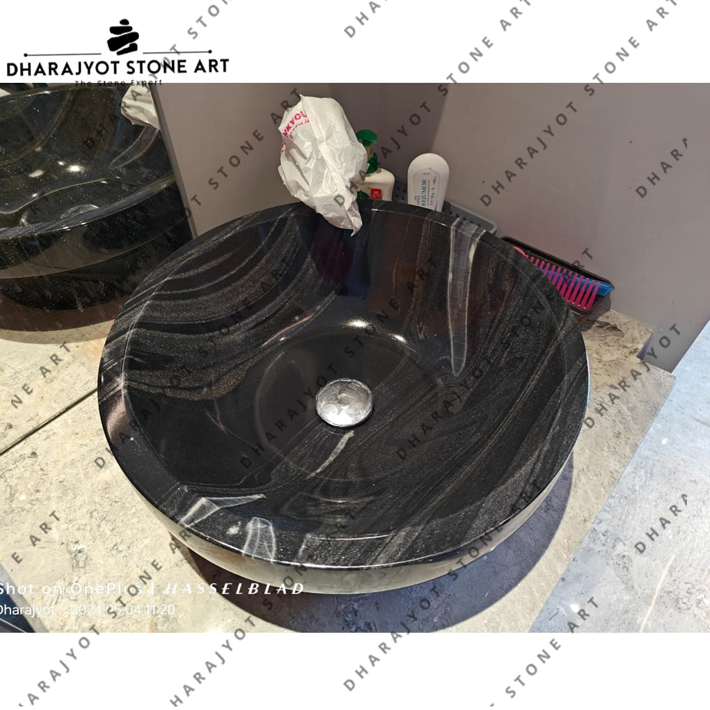 Polished Black Marble Premium Bath Sink