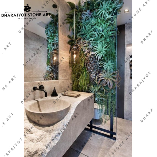 Decorative Natural Stone Round Wash Marble Sink Basin