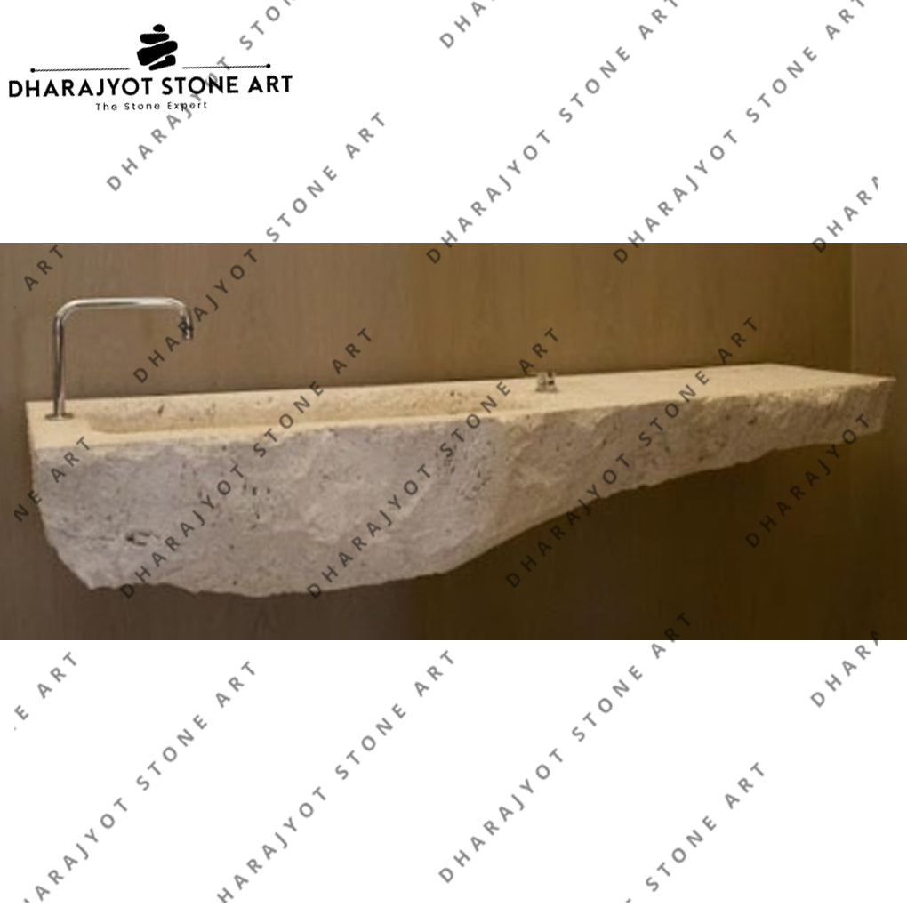 Marble Travertine Oval Stone Sink for Bathroom