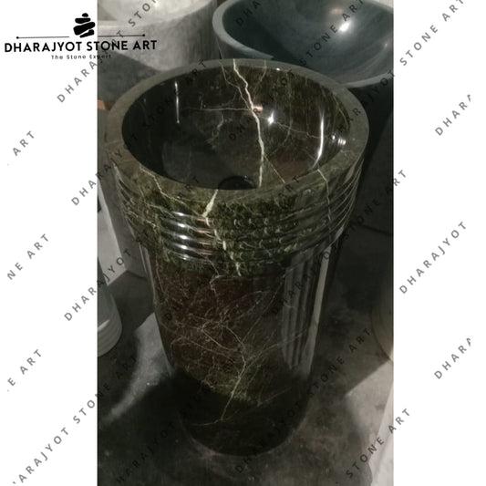 Natural Emerald Green Marble Standing Washbasin