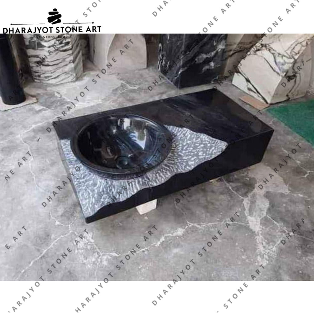 Black Marble Table Top Wash Basin