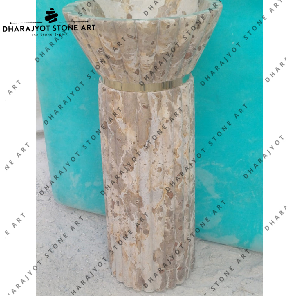 Marble Stone Pedestal Sink for Bathroom