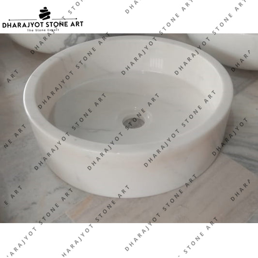 Polished Natural Stone Sink White Marble Basin