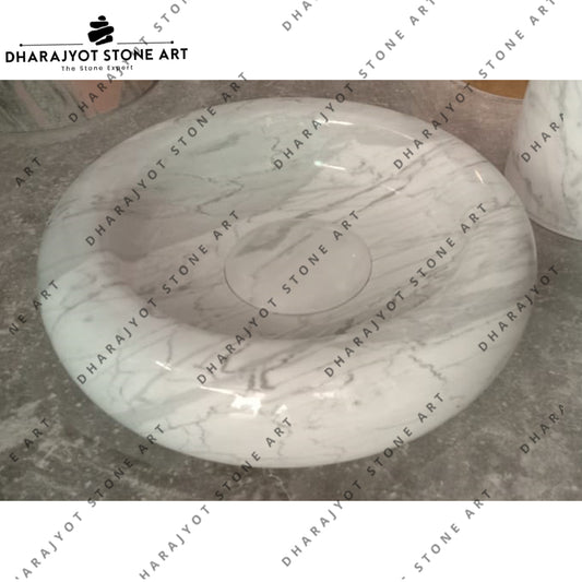 Indoor Luxury Freestanding White Marble Stone Basin