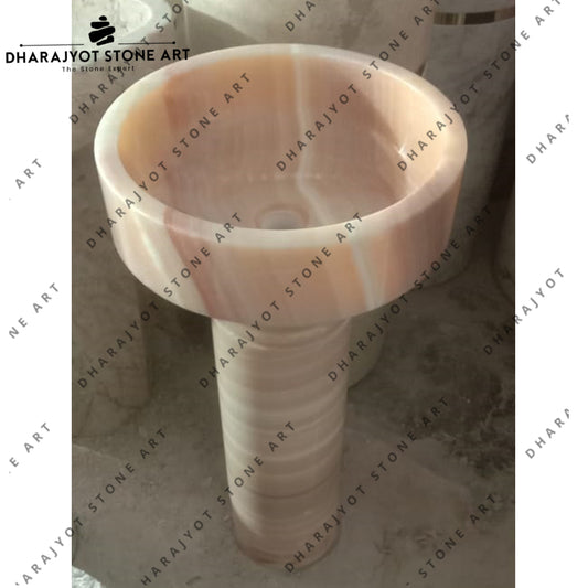 Natural White Stone Marble Freestanding Wash Basin